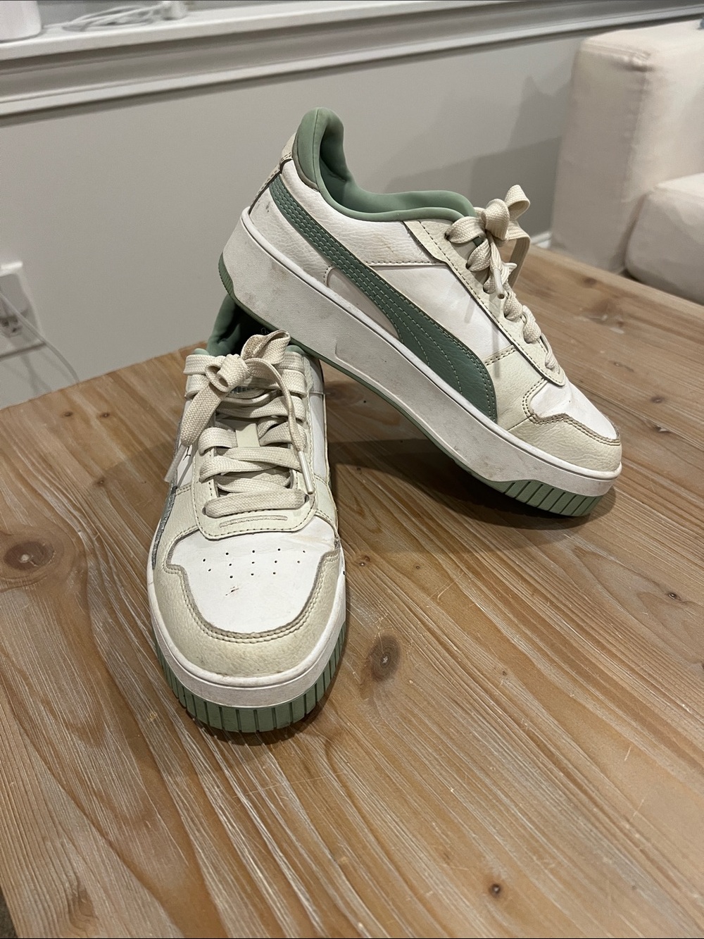 Puma Kids Sneakers White and Sage Green